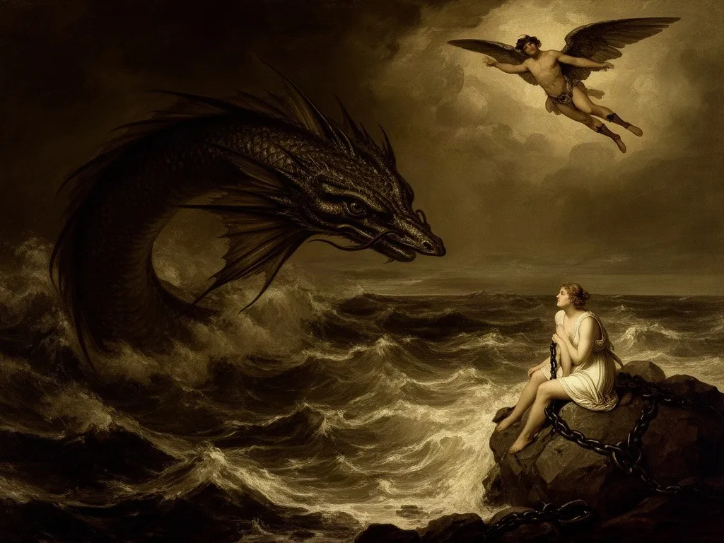 ภาพวาดอสูร เซทัส (Cetus) ในหมวดอสูรแห่งท้องทะเล — วีรกรรมของเพอร์ซีอุสและแอนโดรเมดา