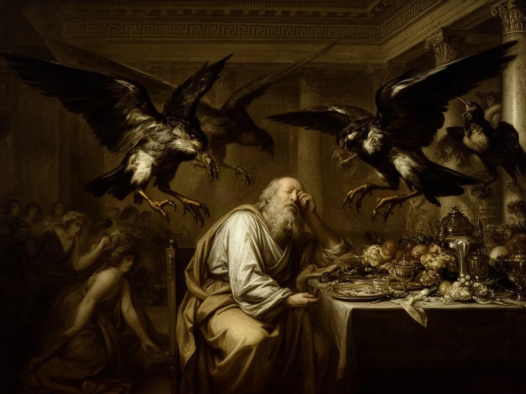ภาพวาดอสูร ฮาร์ปี (Harpies) ในหมวดสัตว์ผสมและมนุษย์กึ่งสัตว์ — การเดินทางของอาร์โกนอตและกษัตริย์ฟิเนอุส