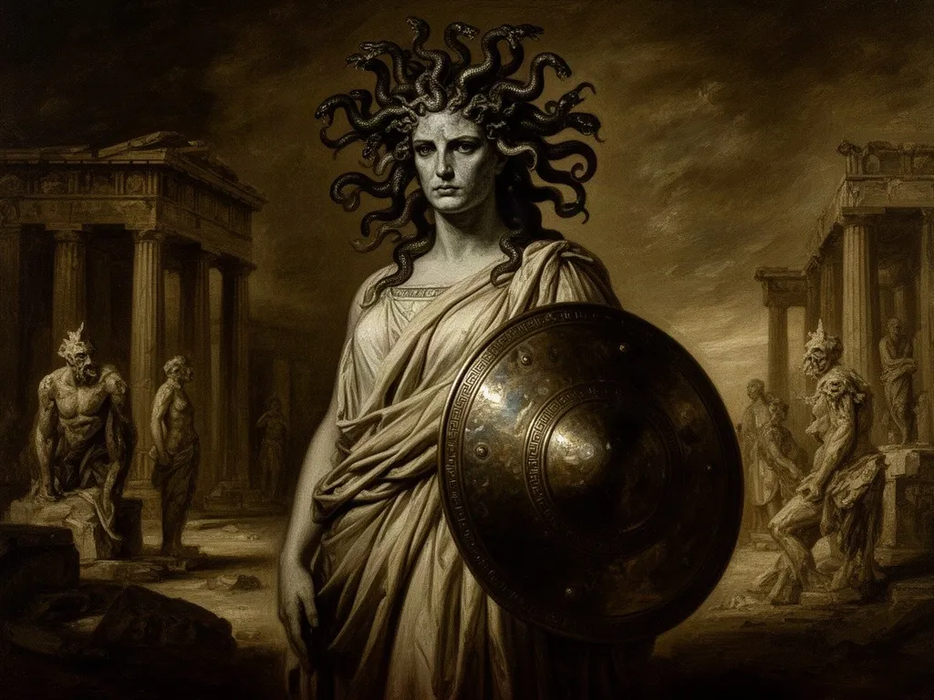 ภาพวาดอสูร เมดูซา (Medusa) ในหมวดกอร์กอนและเครือญาติ — วีรกรรมของเพอร์ซีอุส
